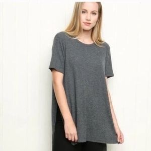 Brandy Melville Gray High Slit Long Tee